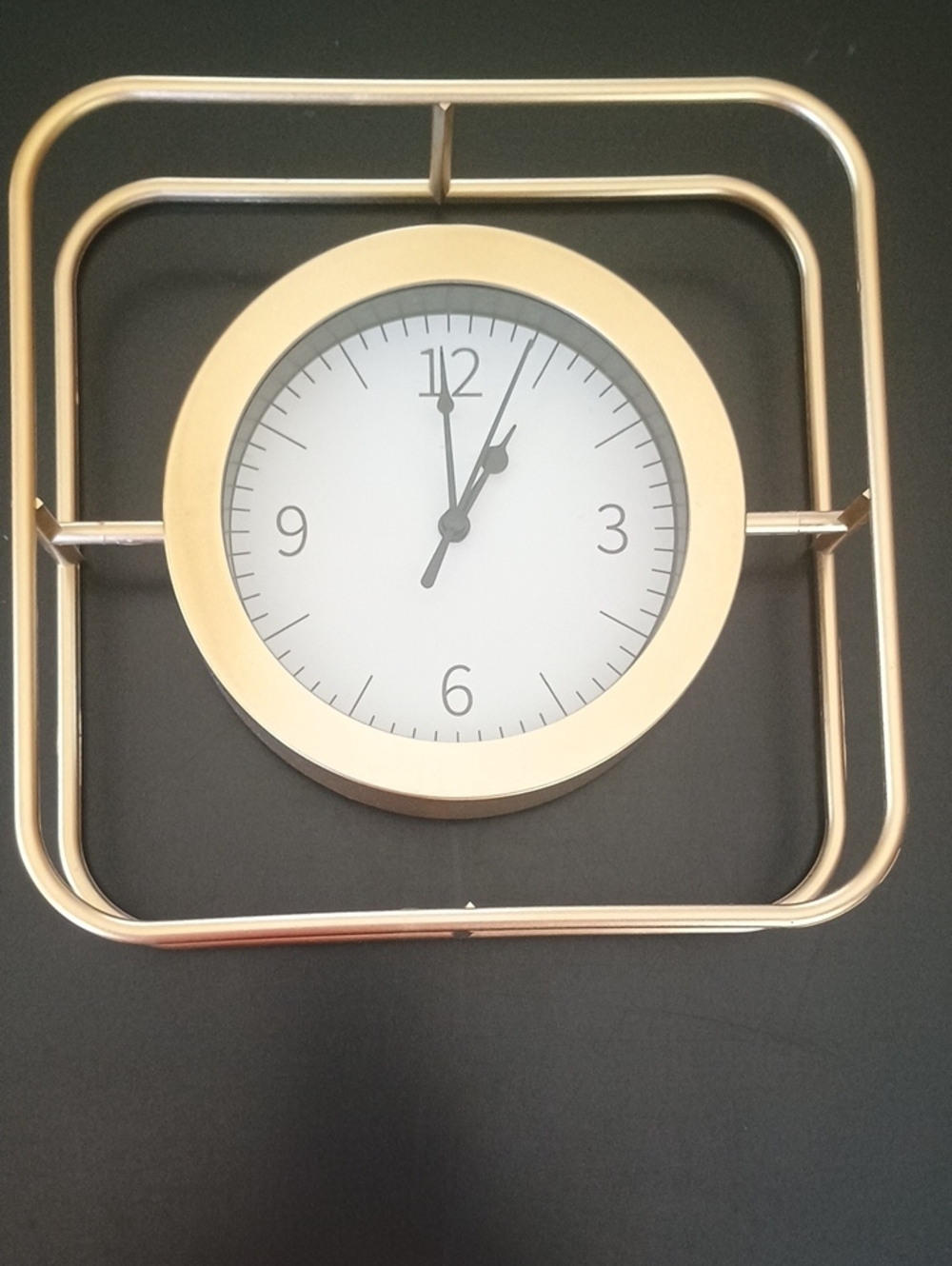 Modern Gold Square Wall Clock Or Stands By It's Self - Minimalist Home Decor